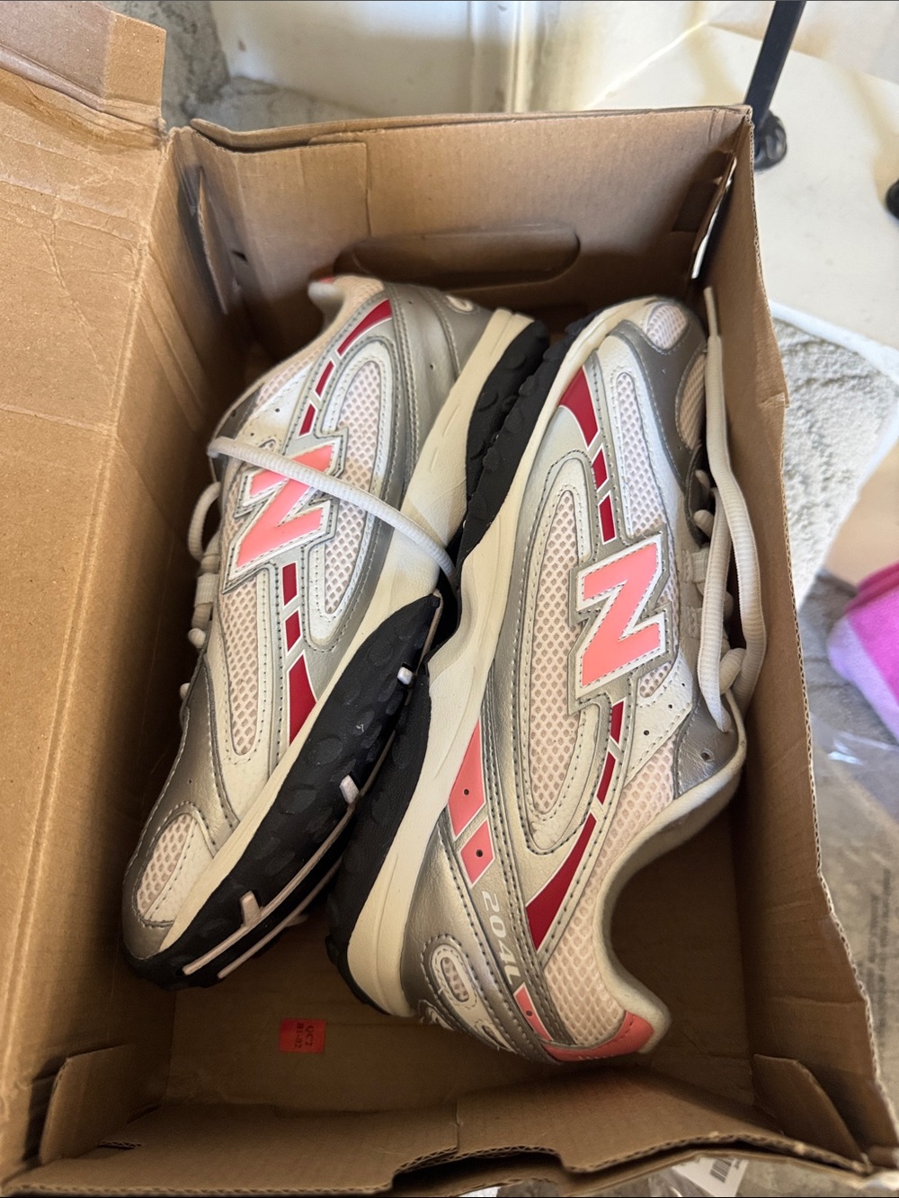 New Balance Women’s Silver and Pink Athletic Running Shoes